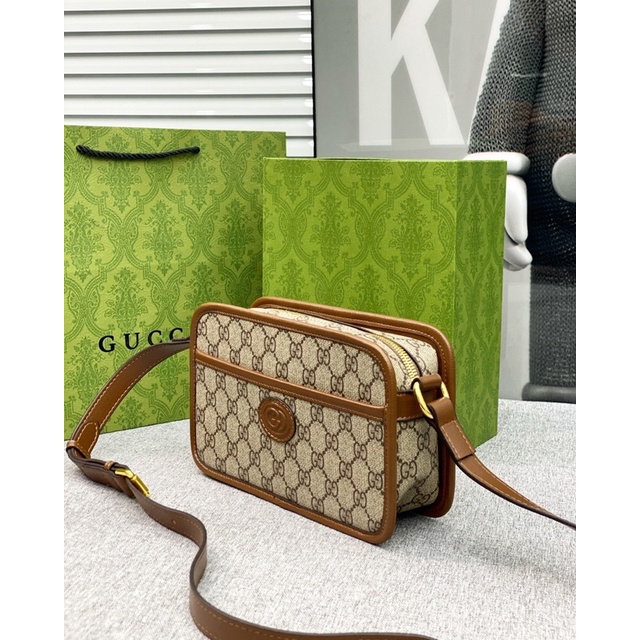 Túi Da Gucc.ii vuông đeo chéo vai FULLBOX💥HÀNG 1:1💥Túi đeo Gucc.ii vân hoa đen-Nâu da thật nhập khẩu New