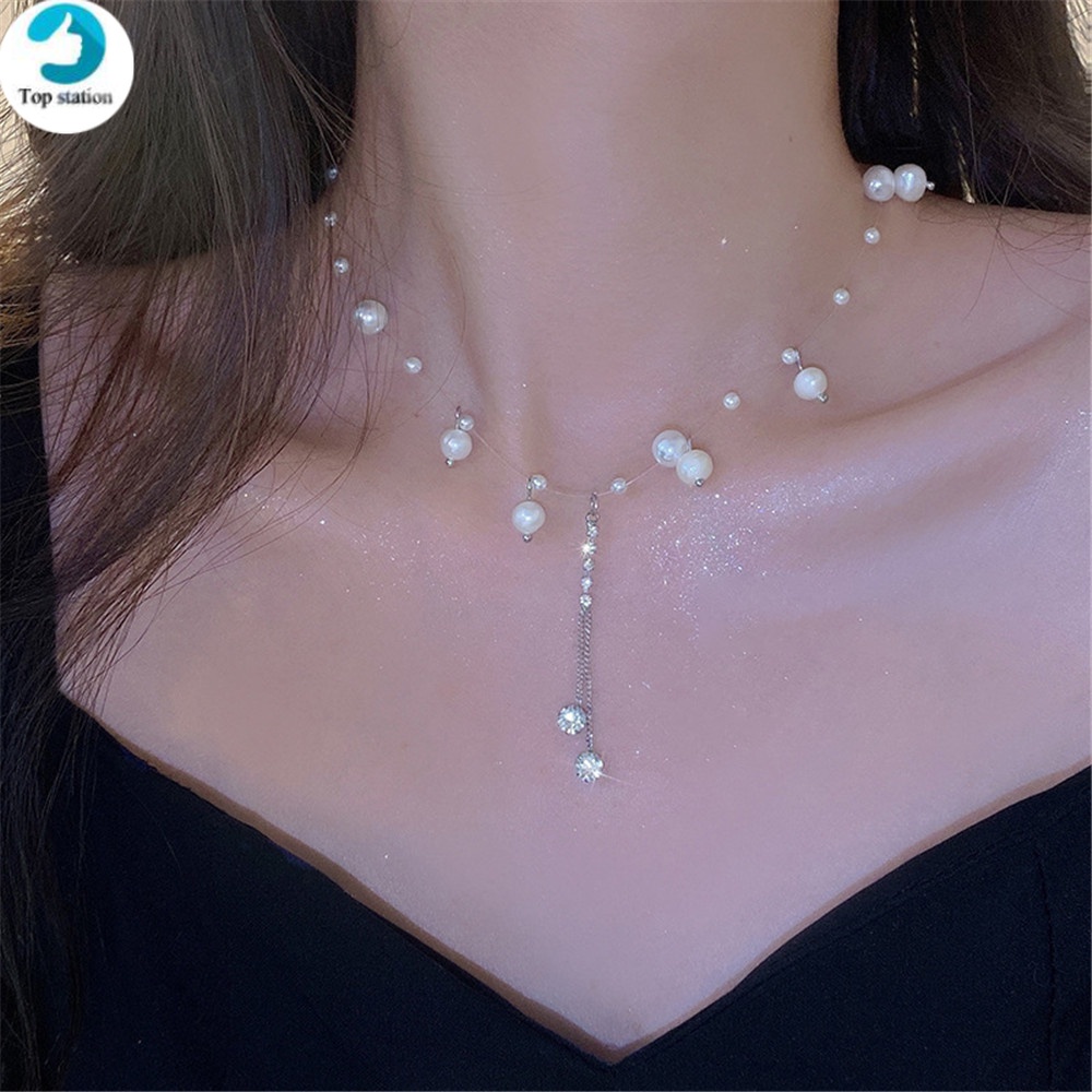 Vòng cổ Hợp Kim Đính Ngọc Trai Sang Trọng Cho Nữ