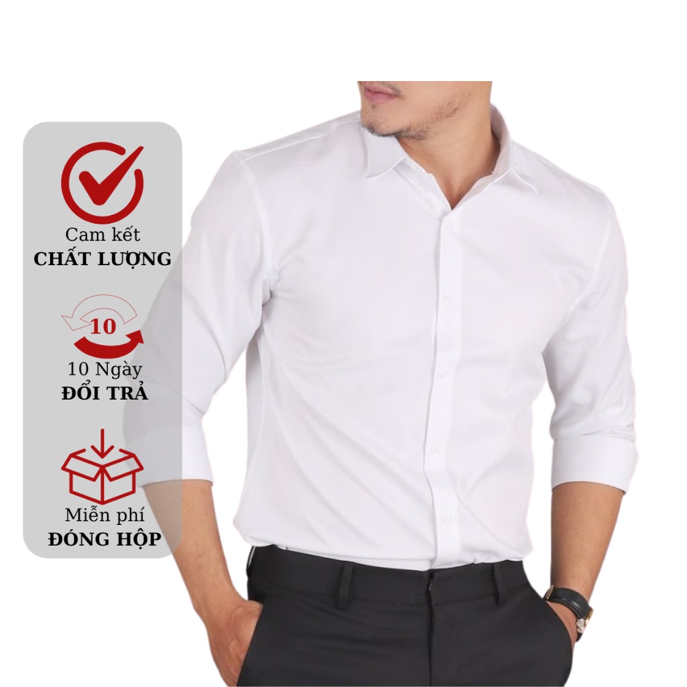 Áo sơ mi tay dài nam SSIMPLE vải lụa hàn cao cấp, Áo sơ mi nam đẹp chống nhăn co giản thấm hút mồ hôi tốt