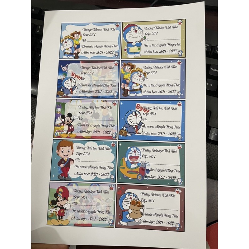 Set 50 nhãn vở in theo yêu cầu