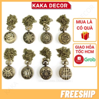 Đồng hồ quả quýt, đồng hồ bỏ túi cầm tay phong cách Vintage chạm khắc cổ điển Kaka Decor