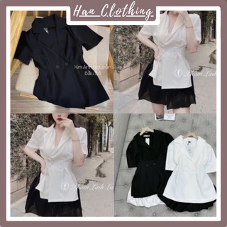 Set đầm kèm áo vest tay bồng thanh lịch 2line