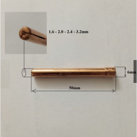 Kẹp kim hàn tig loại dài dùng cho mỏ WP 1.6 - 2.0 - 2.4- 3.2*50mm