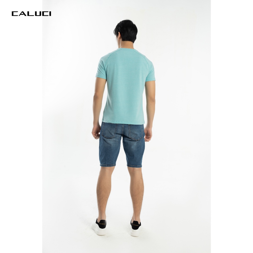 Áo thun nam CALUCI thiết kế dáng ôm vừa và tay raglan, chất liệu vải cotton mềm mại thấm hút mồ hôi, co giãn tốt MTS203S