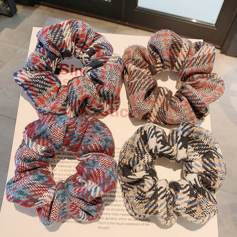 Dây Buộc Tóc Họa Tiết Sọc Caro Dễ Phối Đồ Cho Nữ