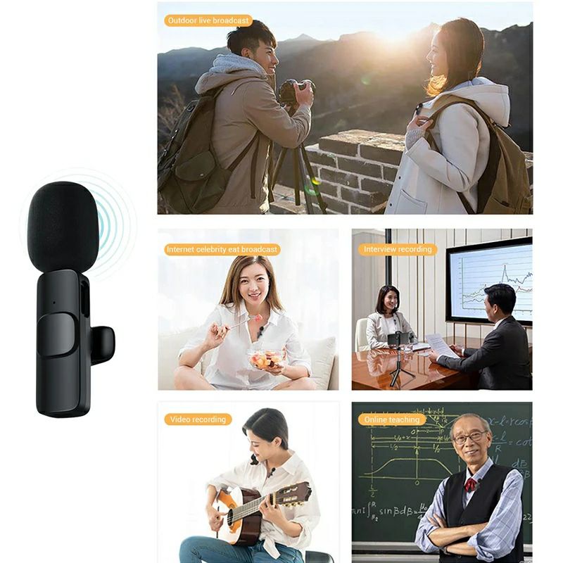 Mic cài áo không dây cho cho điện thoại Android Iphone  giúp quay phim thu âm live stream siêu rõ nét