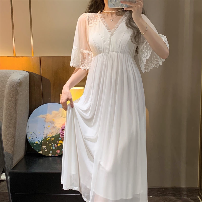 Bộ Đồ Ngủ Cotton Tay Ngắn Phối Ren Phong Cách Lolita Quyến Rũ Cho Nữ
