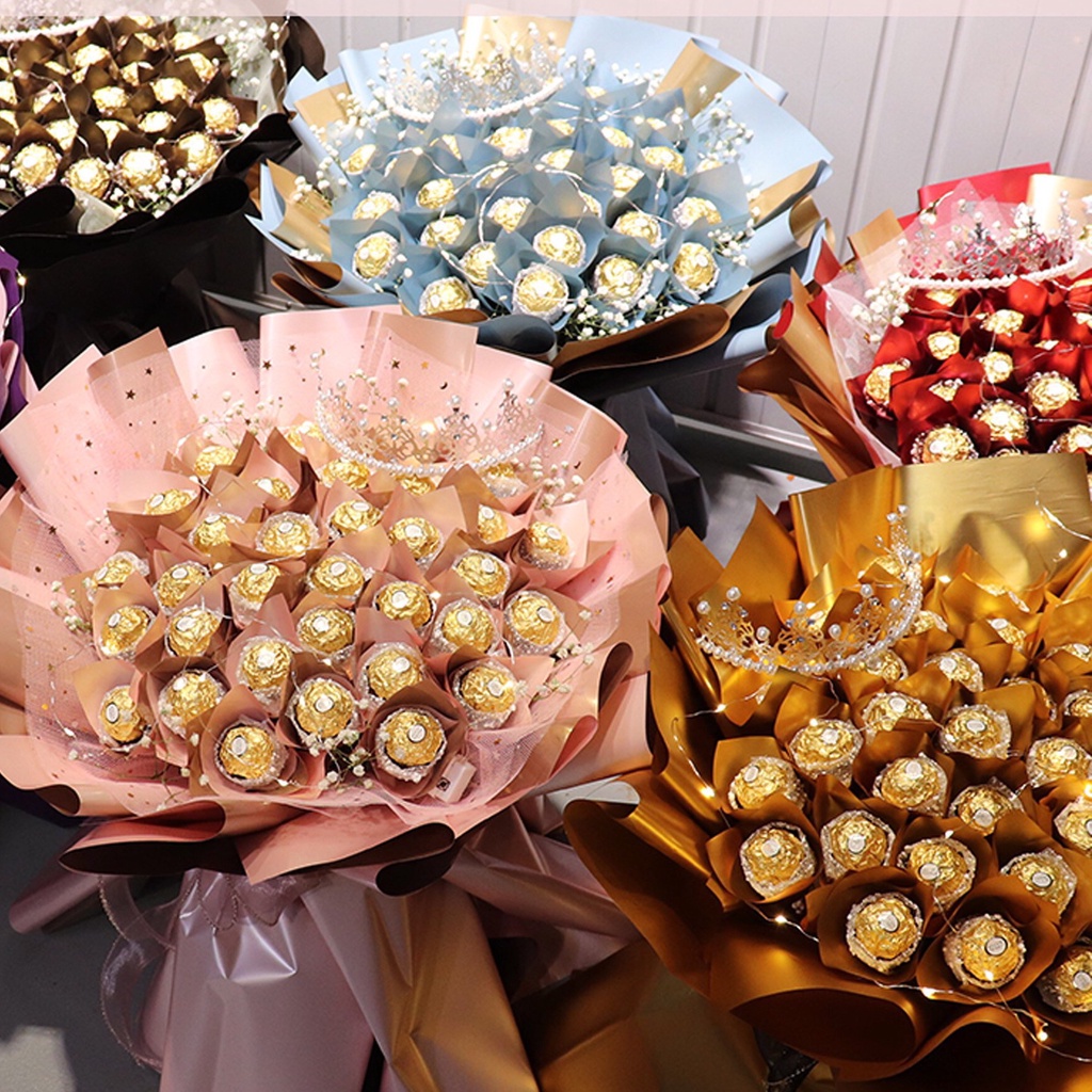 Quà Valentine, quà tặng 8/3 bó hoa sáp mix kẹo socola độc đáo ngọt ngào, tinh tế (hỏa tốc trong nội thành Hà Nội)