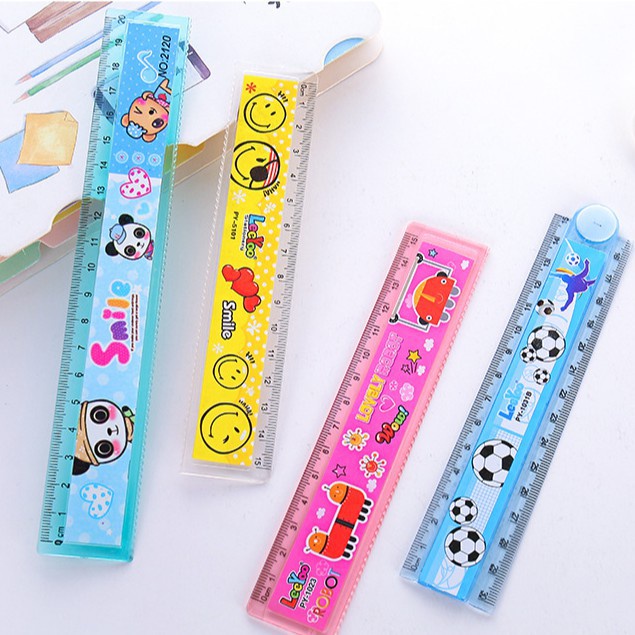 Thước kẻ 30cm gấp gọn No.8810 thước kẻ tích hợp in hình dễ thương dành cho học sinh ANKICO