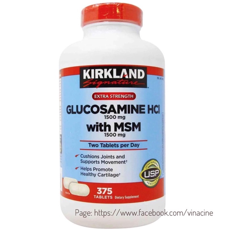 Viên uống bổ khớp Glucosamine Kirkland HCL & MSM (1500mg x 375 Viên)