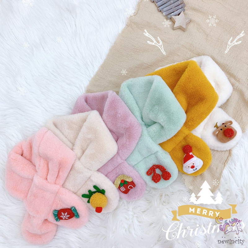 Khăn Quàng Cổ Bằng Nhung Lông Thiết Kế Hình Hoạt Hình Dễ Thương Phong Cách Hàn Quốc Dành Cho Trẻ Nhỏ