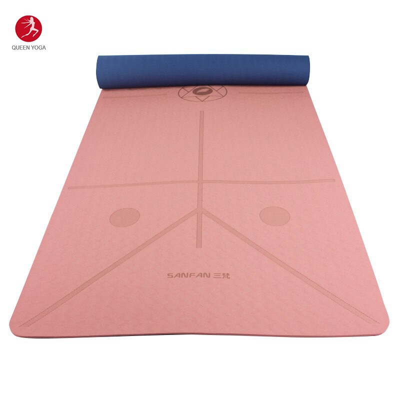 Thảm Tập Yoga Định Tuyến TPE Chống Trượt Không Mùi Loại Rộng 66cm SANFAN - Tặng Túi Đựng Và Dây Buộc Thảm