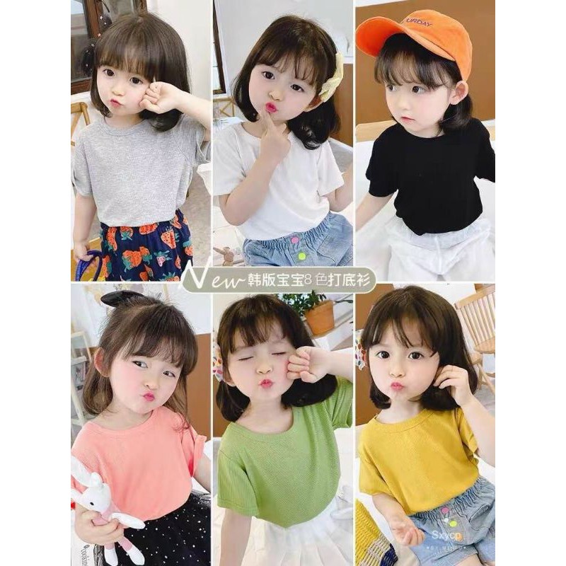 Áo Tay Ngắn Thun Lạnh, Áo Thun Trơn Bé Trai/ Bé Gái (7-17kg)