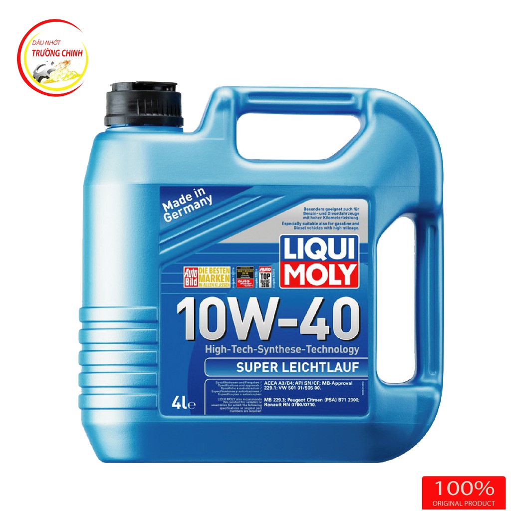 Nhớt Liqui Moly Super Leichlauf 10W40 can 4L dành cho xe ô tô - xe ga