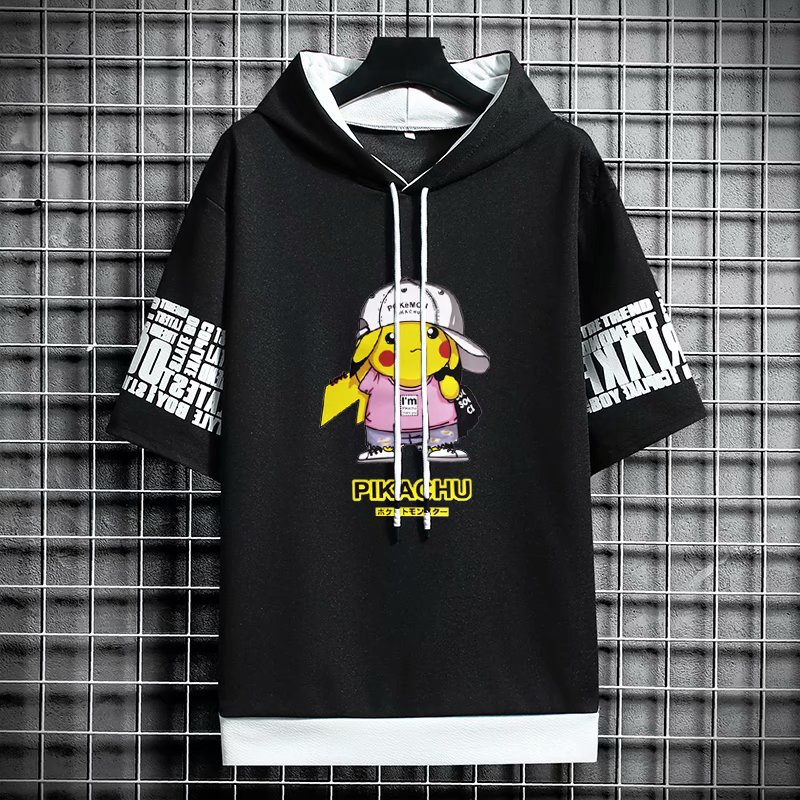 Korean Fashion 2021 Short Sleeve Hoodie For Men There are 6 Colors to choose from