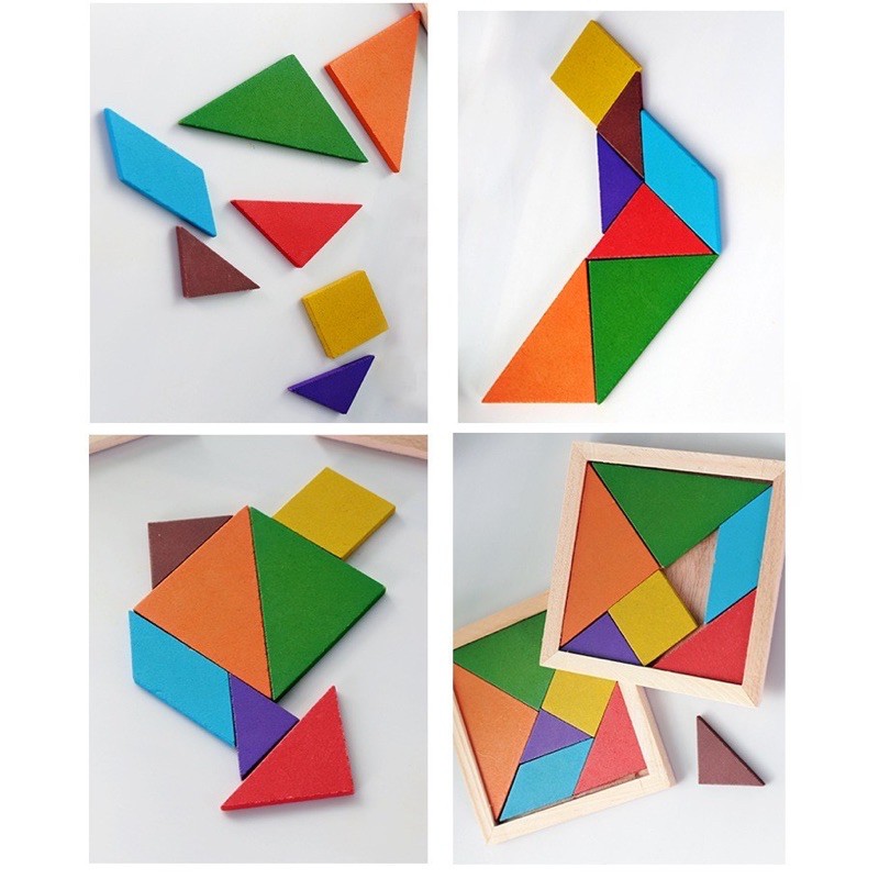 Bảng gỗ đồ chơi trí uẩn tangram ghép hình giao dục trí tuệ phát triển tư duy cho bé