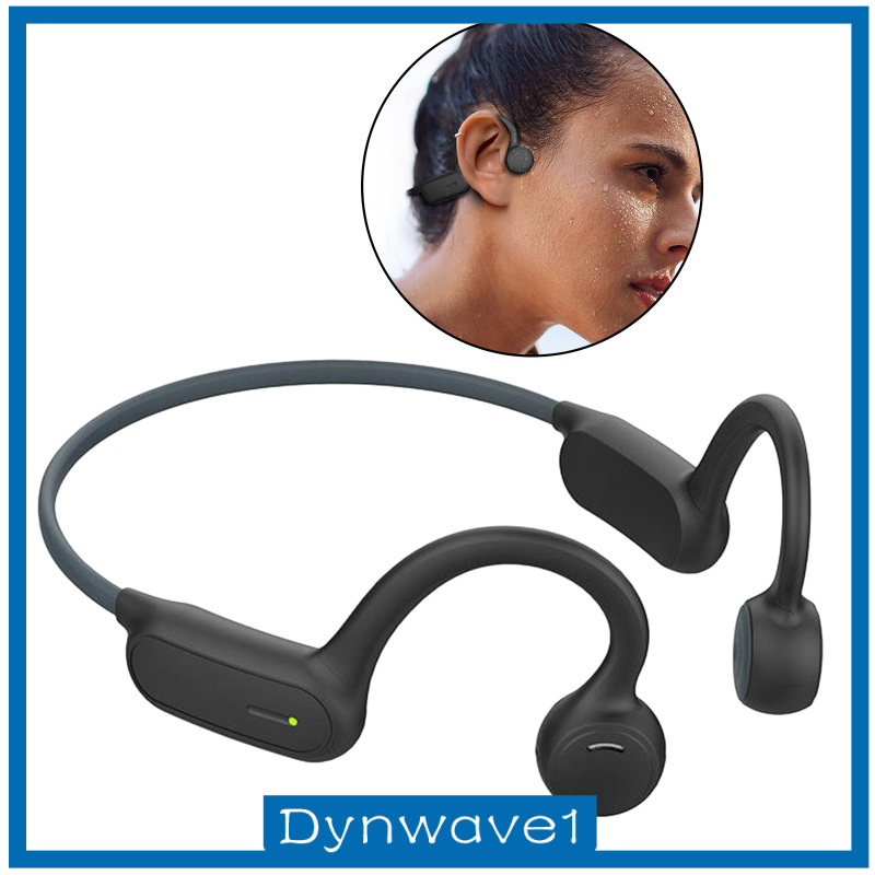 [DYNWAVE1]Open Ear Bone Conduction Headphones IPX4 Stereo for Fitness Cycling Black