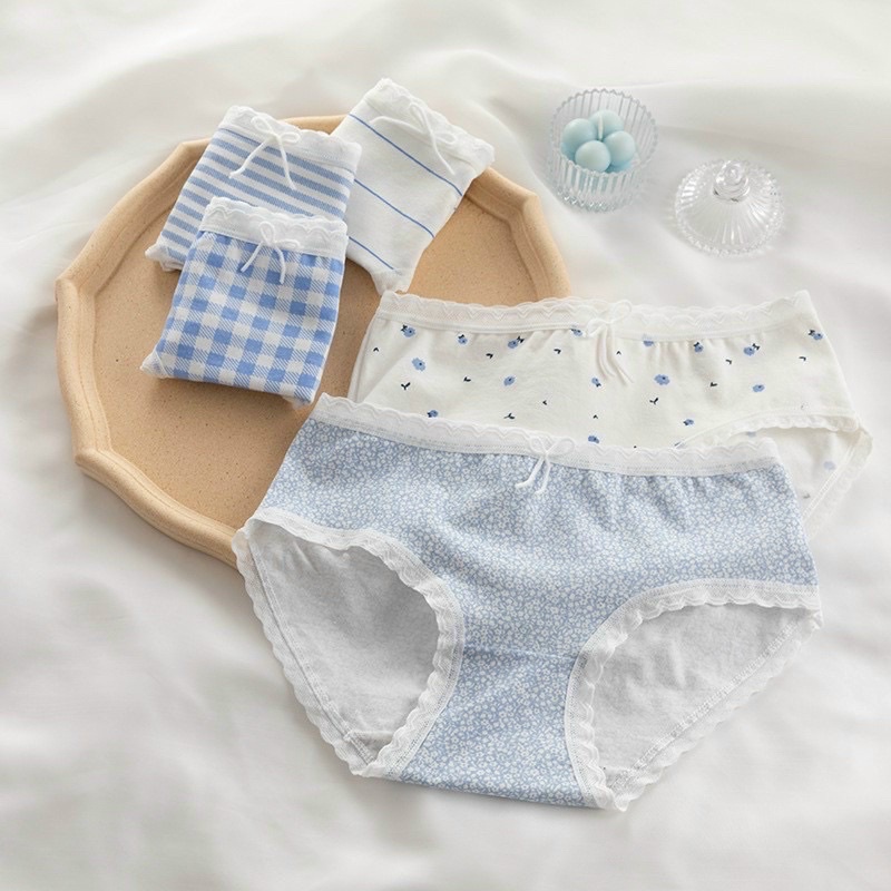 Quần lót nữ cotton LYMIA kháng khuẩn viền ren mềm mại đính nơ cao cấp thấm hút LYMIA QL06