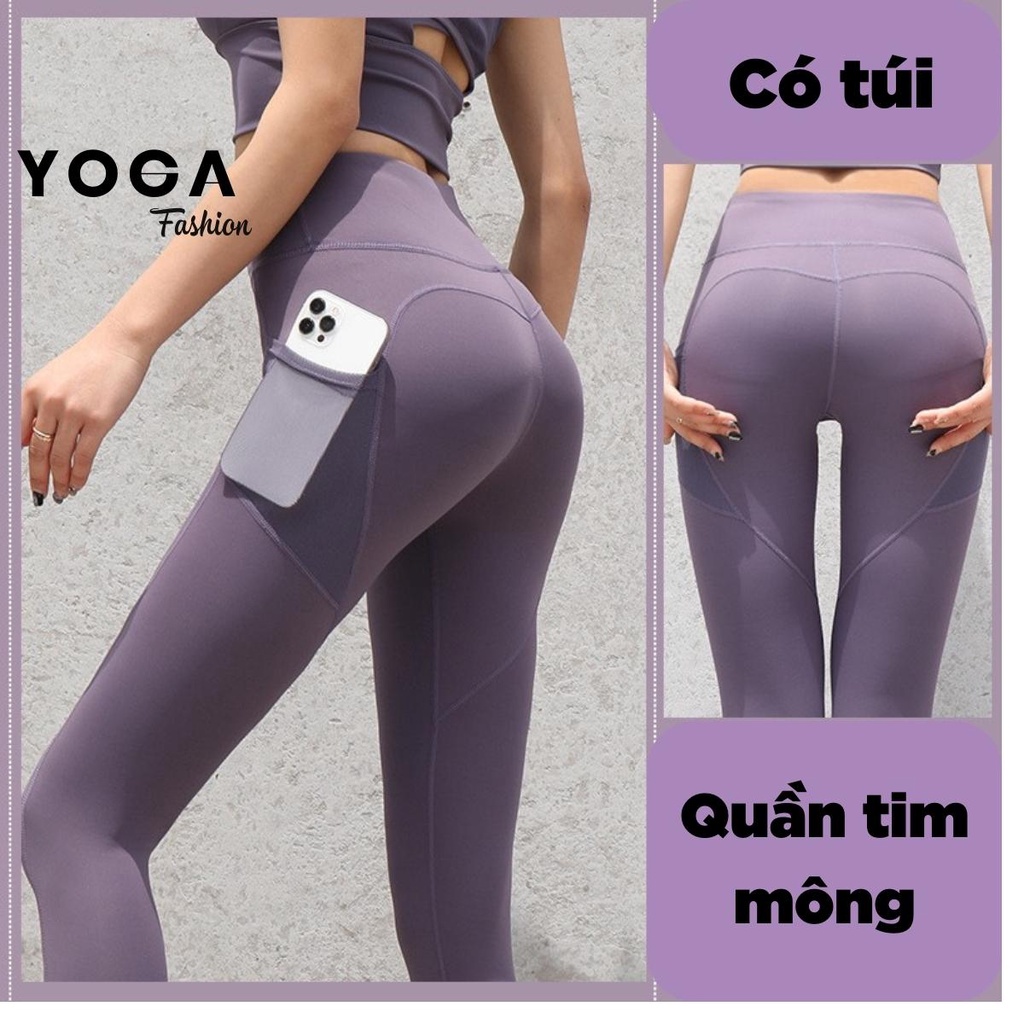 Quần tập Gym Yoga nữ, quần legging thun tim mông có túi đựng điện thoại tiện lợi YG10