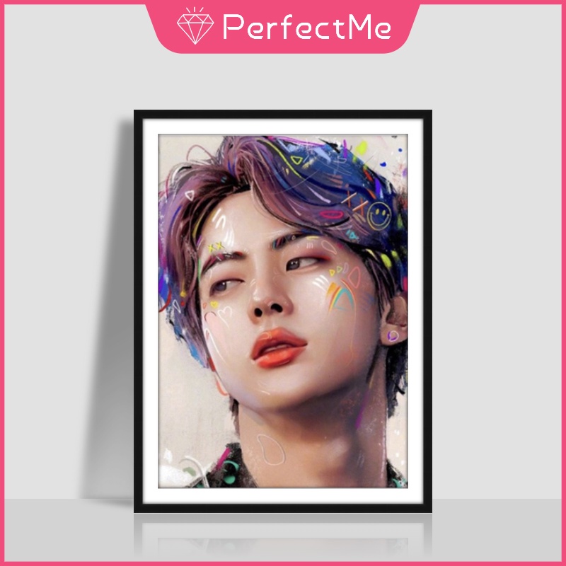 Bộ 1 Tranh Đính Đá Tự Làm Trang Trí Nhà Cửa Hình BTS Kích Thước 30 x 40 cm
