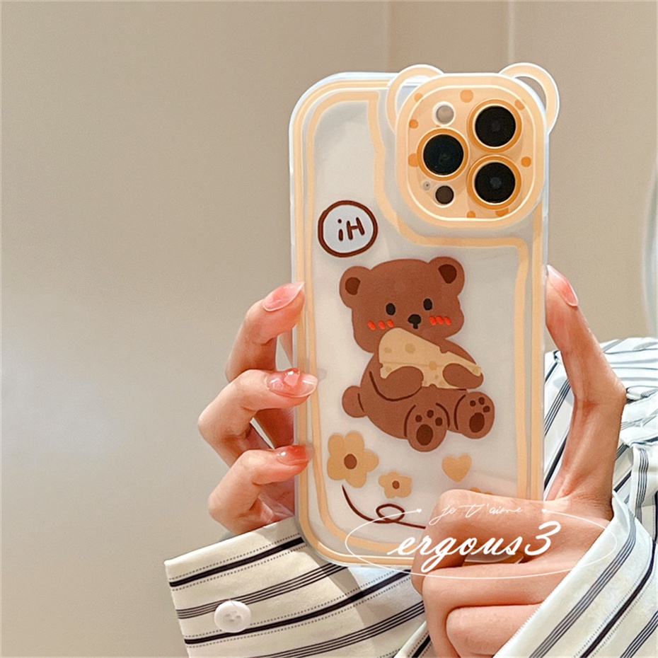 Ốp Điện Thoại Mềm Họa Tiết Gấu Phô Mai Sáng Tạo Cho iPhone 14 13 12 11 Pro Max SE2020 X XR Xs Max 7 8 6 6s Plus