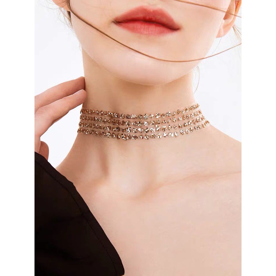 vòng cổ choker kim tuyến lấp lánh