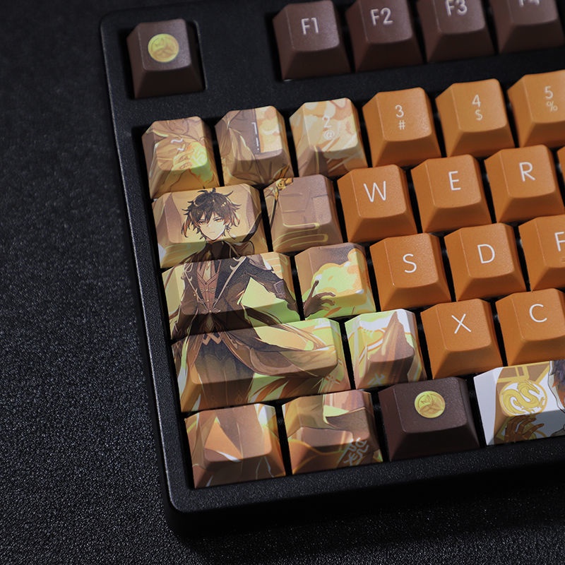 Genshin Impact Keycap Cherry Profile Chủ đề Morax Keycap Anime PBT Thuốc nhuộm Thăng hoa Bàn phím cơ Keycap 108 Phím