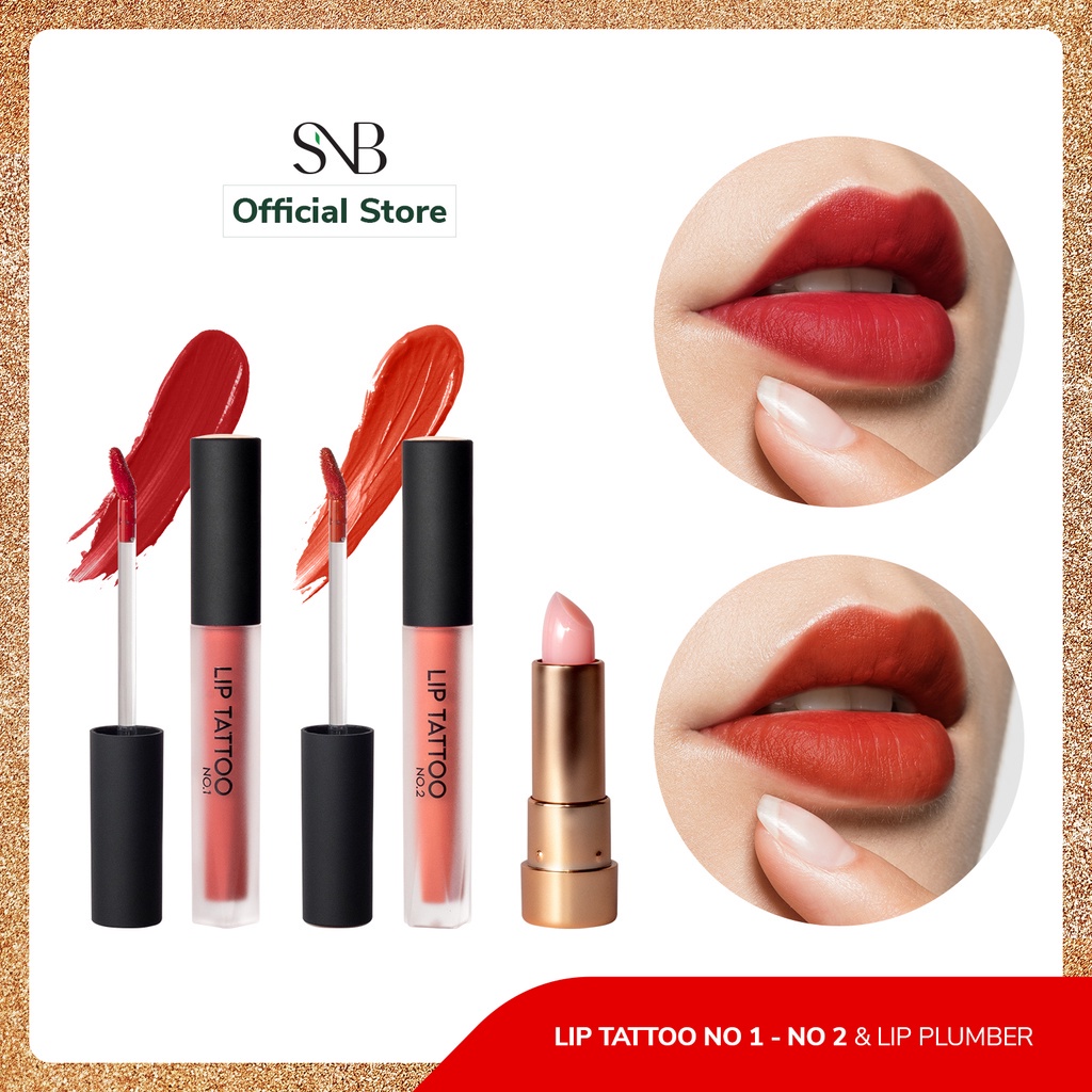 Bộ 3 Son SNB Lip Plumber, Lip Tattoo No 1, Lip Tattoo No 2 - Màu Sắc Thời Trang Chính Hãng