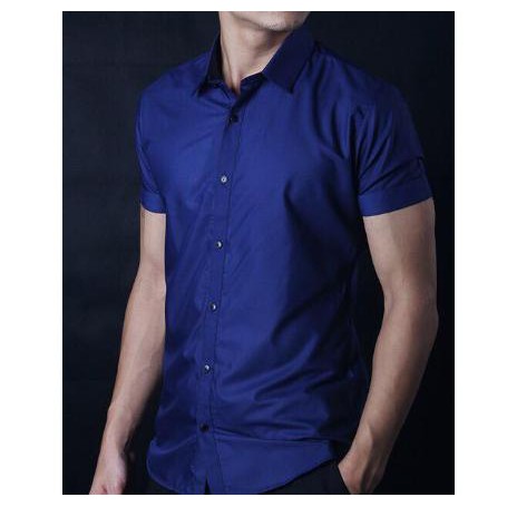 Áo Sơ Mi Cộc Tay Nam, Vải Lụa Chống Nhăn, Dáng Body Hàn Quốc