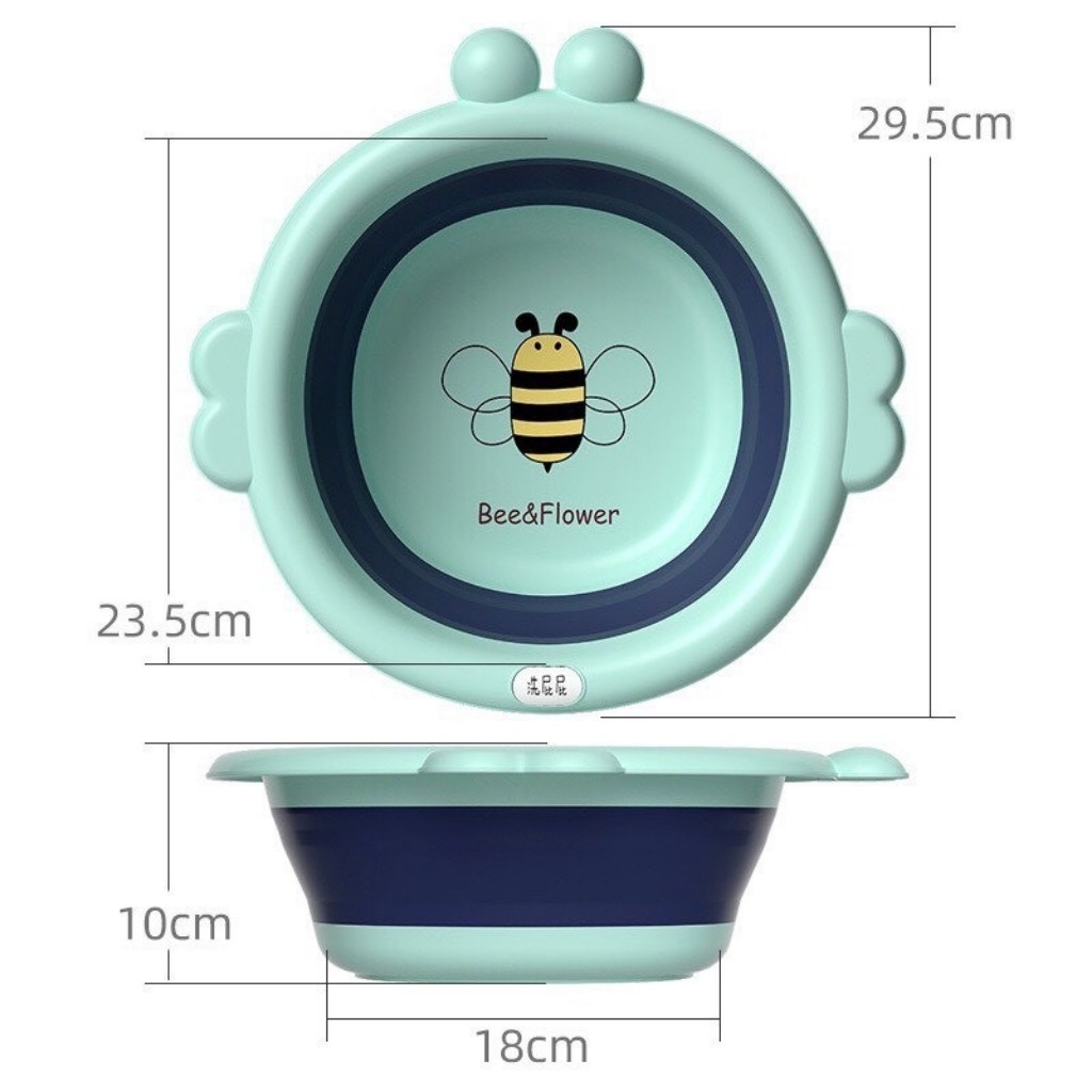 Chậu rửa mặt cho bé gấp gọn họa tiết hình thỏ, ong, khủng long chất liệu silicon cao cấp thông minh, tiện lợi - VIPKID