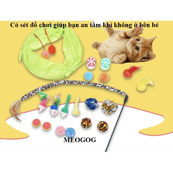 Combo đồ chơi giảm stress cho mèo cat toy đồ chơi cho chó mèo bóng cần câu MEOGOG