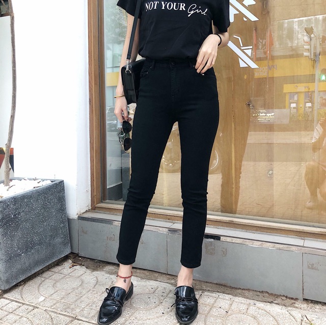 [XẢ KHO - GIÁ SỐC] Quần skinny đen trơn 9 tấc lưng cao form chuẩn