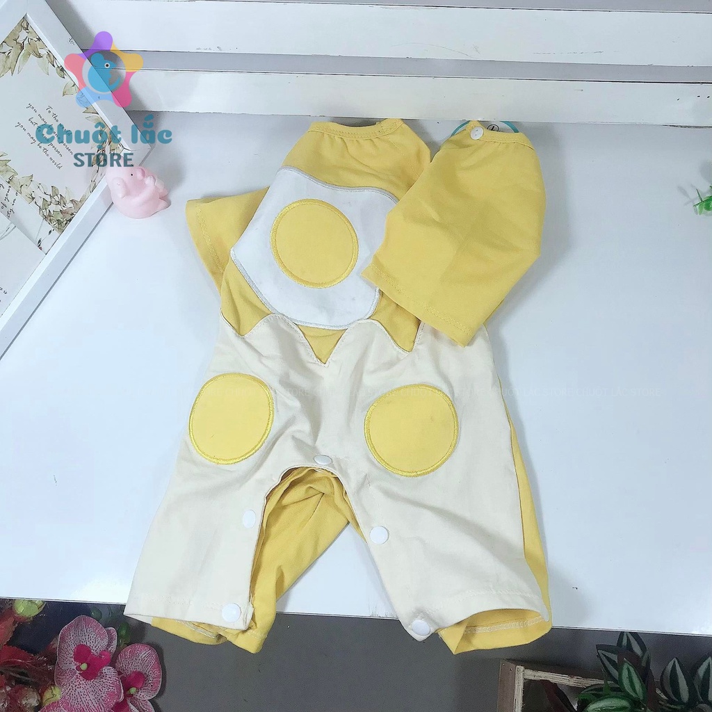 Bộ Đồ Body Cho Bé Sơ Sinh Chuột Lắc Store Hình Trứng Opla Thun Cotton Mềm Mại 4kg Đến 15kg Màu Vàng