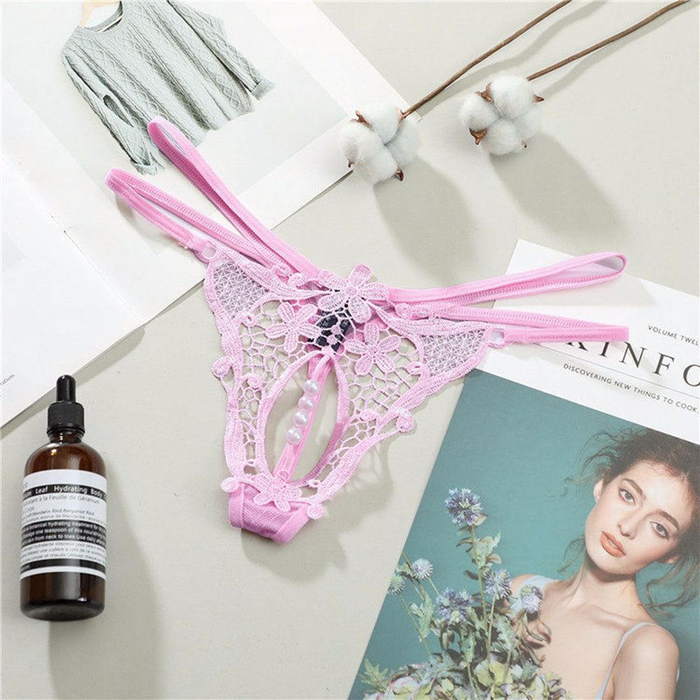 Quần lót lọt khe lọt khe eo thấp bằng nylon phối ren hoa thoáng khí quyến rũ cho nữ