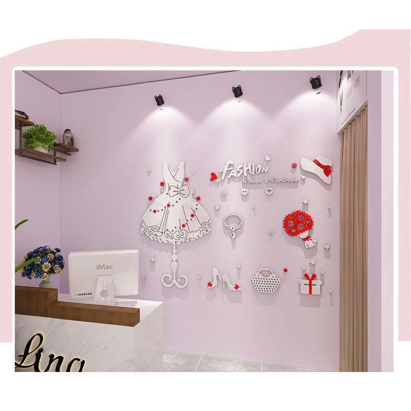 Decal dán kính, dán tường trang trí shop phụ kiện, thời trang, quán cafe, trà sữa