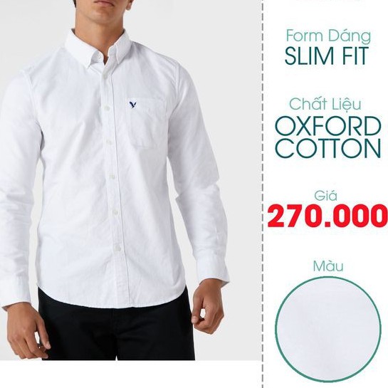 Áo Sơ Mi Nam Dài Tay Vải Cotton Oxford Màu Trắng - Fo76 Shop