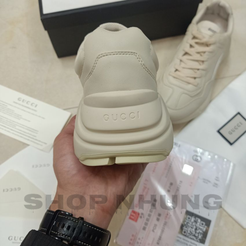 Giày gucci trắng ngà nam nữ cổ thấp cao cấp