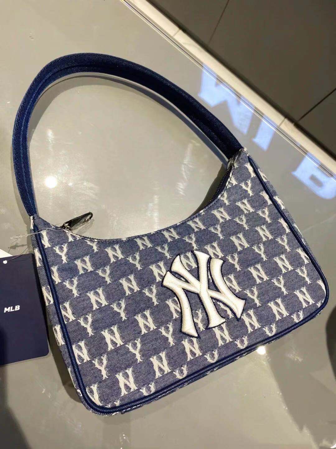 [Mã FACBGO245 giảm 10K đơn bất kì] Fashion MLB Denim Shoulder Bag Underarm Bag Casual Bag Female Handbag