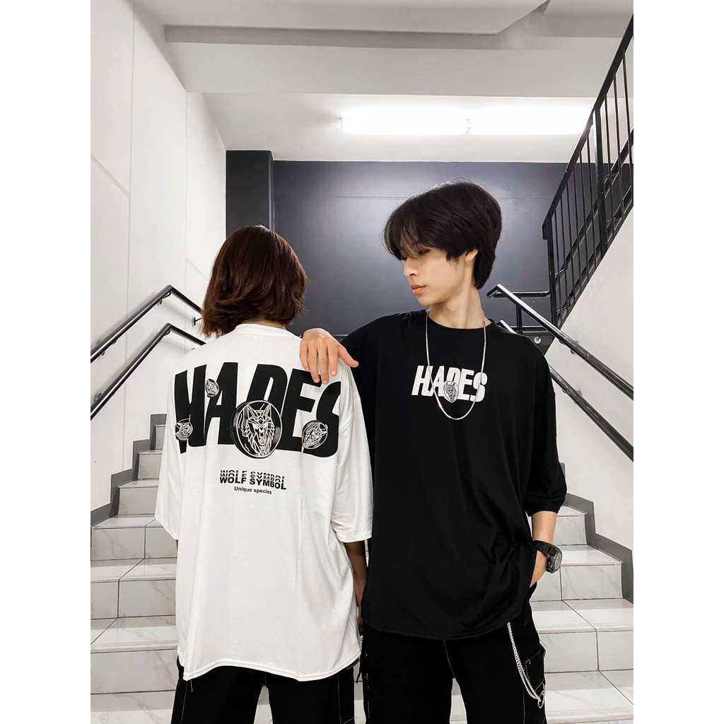 Áo Thun Unisex tay lỡ form rộng siêu đẹp cho cả nam và nữ- Áo Phông SÓI HADES 2 màu RÔ STORE AT19