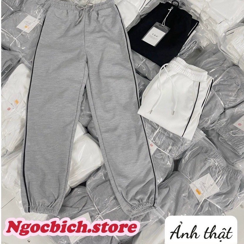 Quần jogger thể thao dày dặn chất tổ ong phong cách Ulzzang, quần bomber nữ