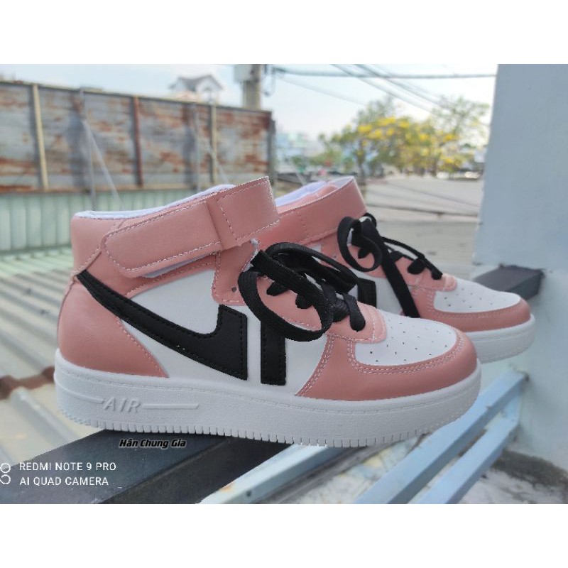 Giày Sneaker Cổ Cao Hồng Đen Phong Cách Ulzzang Năng Động Trẻ Trung (Hàng Đặt Trước)(Có Ảnh Thật Shop Chụp)