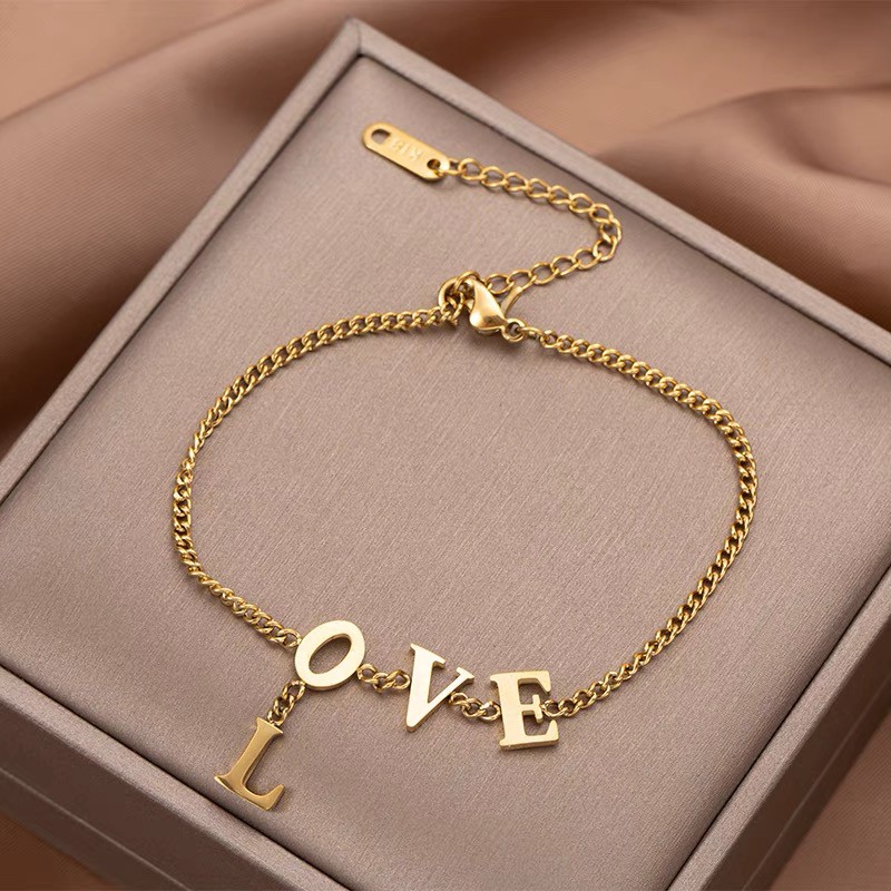 Vòng Tay Bằng Thép Titan Mạ Vàng Hồng 18k Thiết Kế Đơn Giản Phong Cách Hàn Quốc
