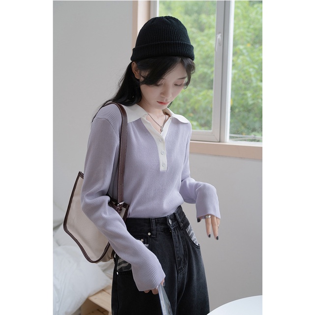 Porozi Áo thun polo  dáng rộng phong cách Hàn Quốc thời trang cho nữ