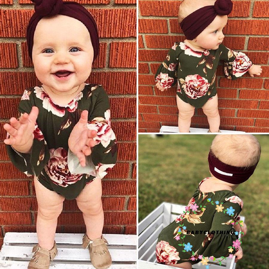 ღWSVღNewborn Toddler Baby Girl Clothes Floral Flower Bodysuit Romper Jumpsuit Outfits