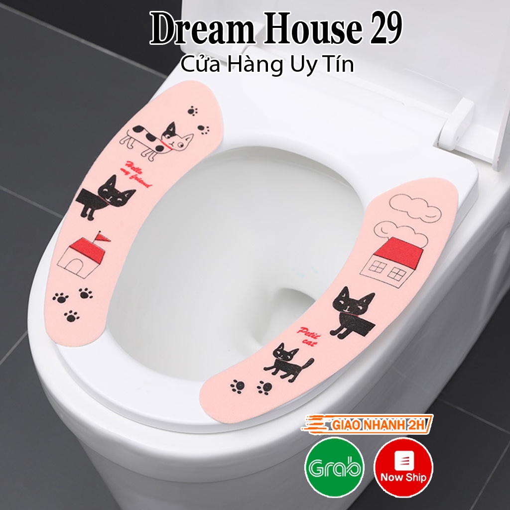 Đệm lót bồn cầu không thấm nước giặt được, miếng lót có thể dán tùy chỉnh, nhiều màu kích thước 38cm x 9cm