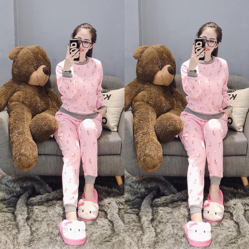 Bộ Ngủ Bộ Mặc Nhà Nỉ Lót Bông Dầy Dặn Họa Tiết Dễ Thương Siêu Ấm Giữ Nhiệt Nhiều Màu AN61 | BigBuy360 - bigbuy360.vn