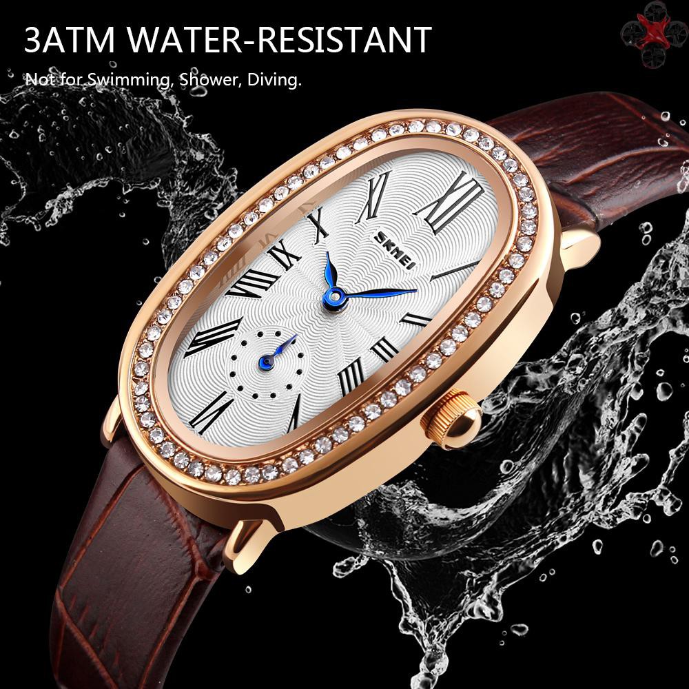 CTOY SKMEI Fashion Casual Quartz Watch 3ATM Water-resistant Women Watches Genuine Leather Wristwatch Female Relogio Feminino