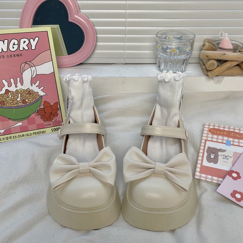 Giày lolita nữ độn đế cao,Giày da ulzzang nữ phong cách Hàn Quốc LT16