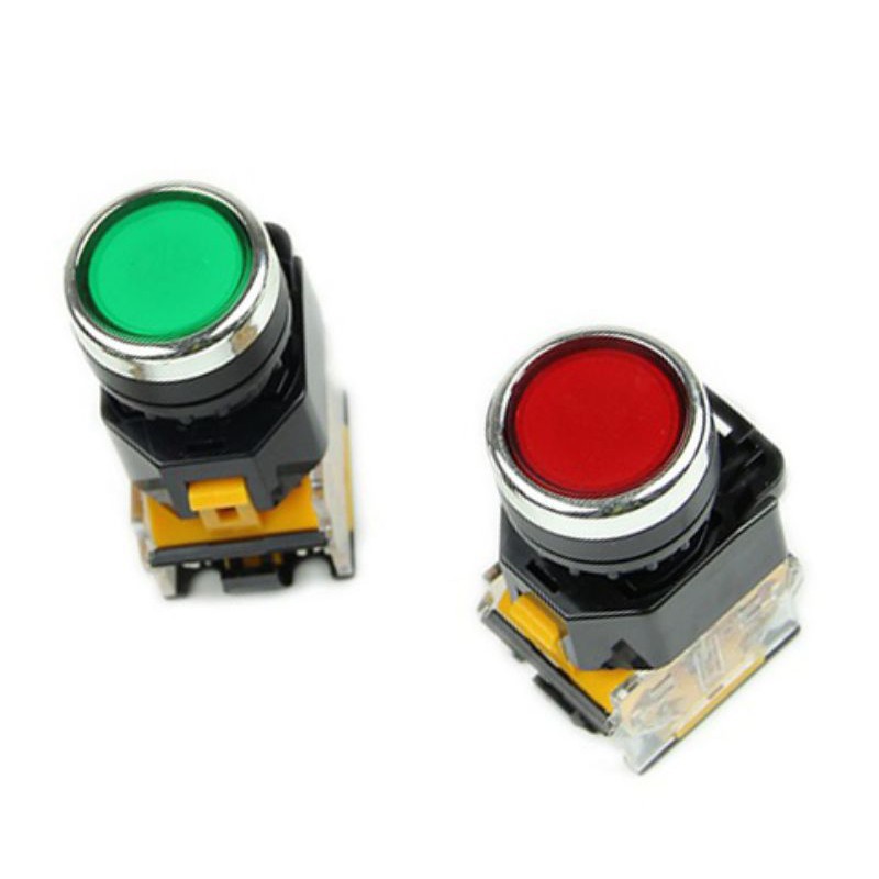 Công tắc nhấn chết,Nhấn khóa,Nhấn giữ có đèn,màu xanh và đỏ LA38/39 . điện áp sử dụng 220V