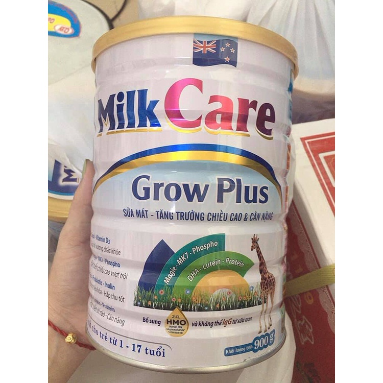 Sữa tăng trưởng chiều cao và cân nặng cho bé 1-17 tuổi Milkcare Grow Plus lon 900g